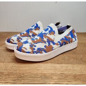 bernie mev. White Blue Brown Slip-On Sneakers
